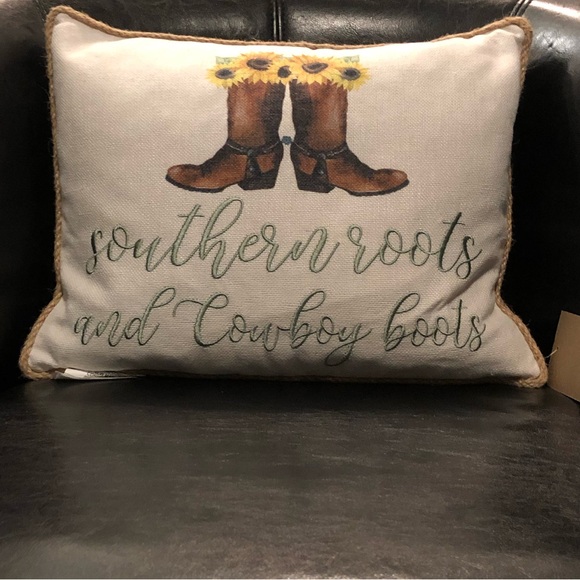 Thro Home southern roots and cowboy boots Rectangular Throw Pillow New 14h x18w" - Picture 5 of 16